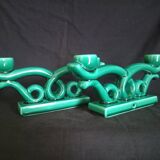 Pair of two-arm ceramic candle holders from Vallauris