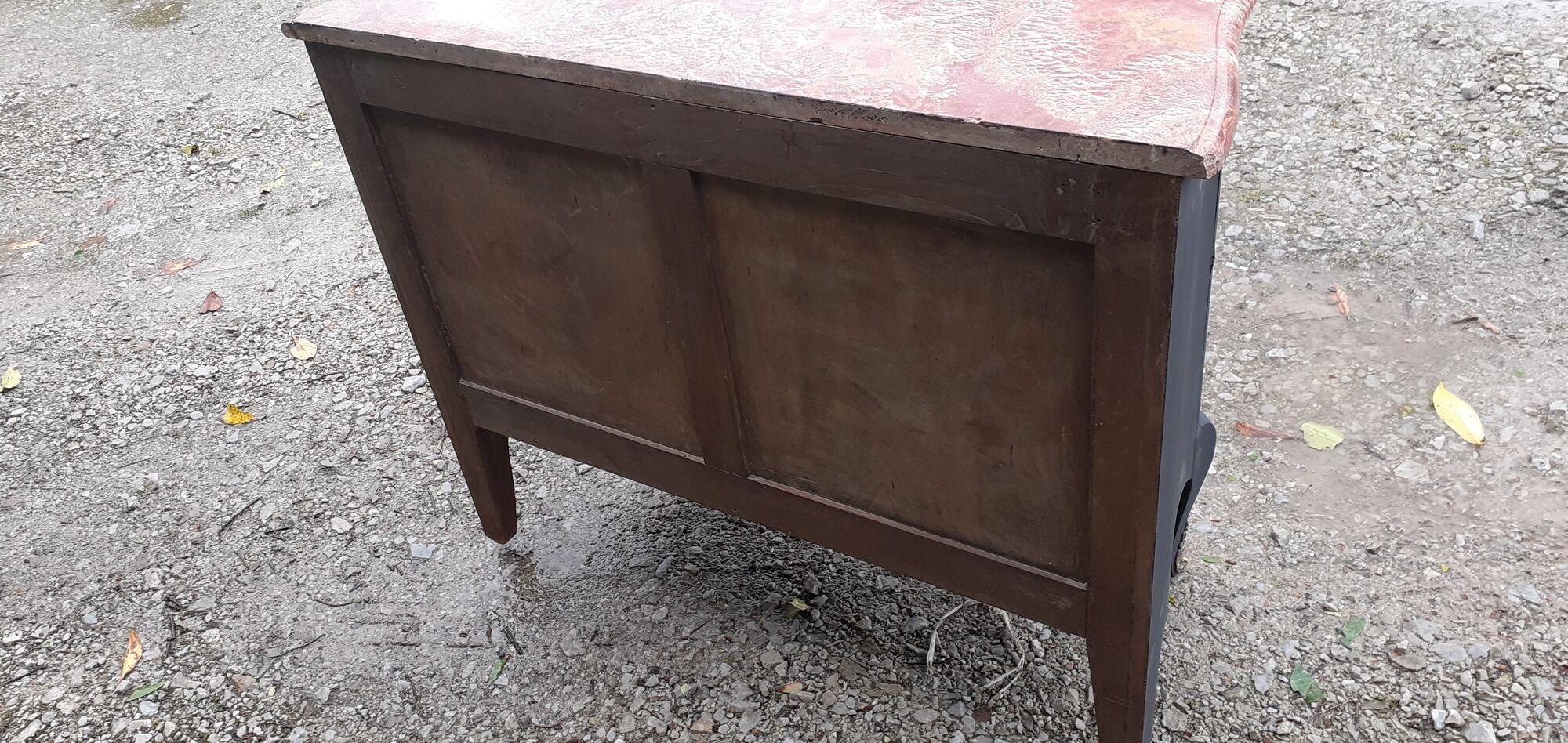 Chest of drawers 3 drawers Louis XV style curved black marble top