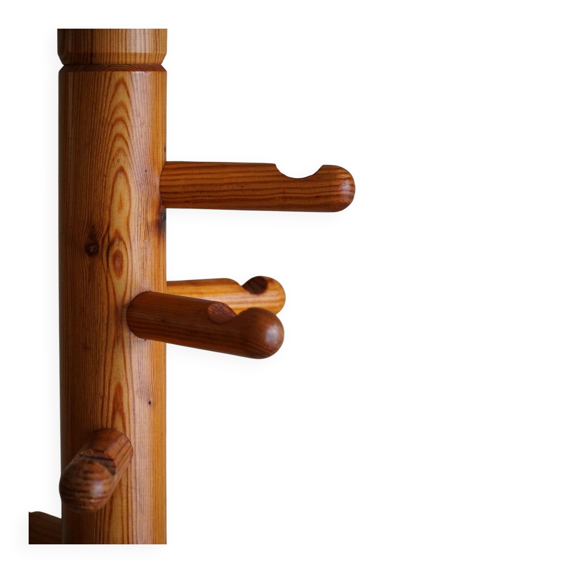 Decorative coat rack in solid pine, mid-century Danish style, 1970s.