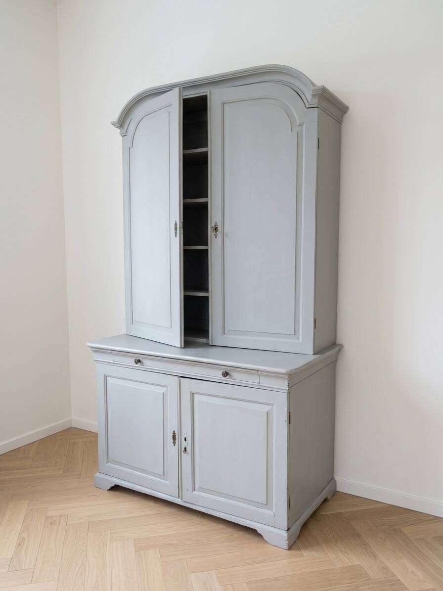 Antique storage furniture repainted grey