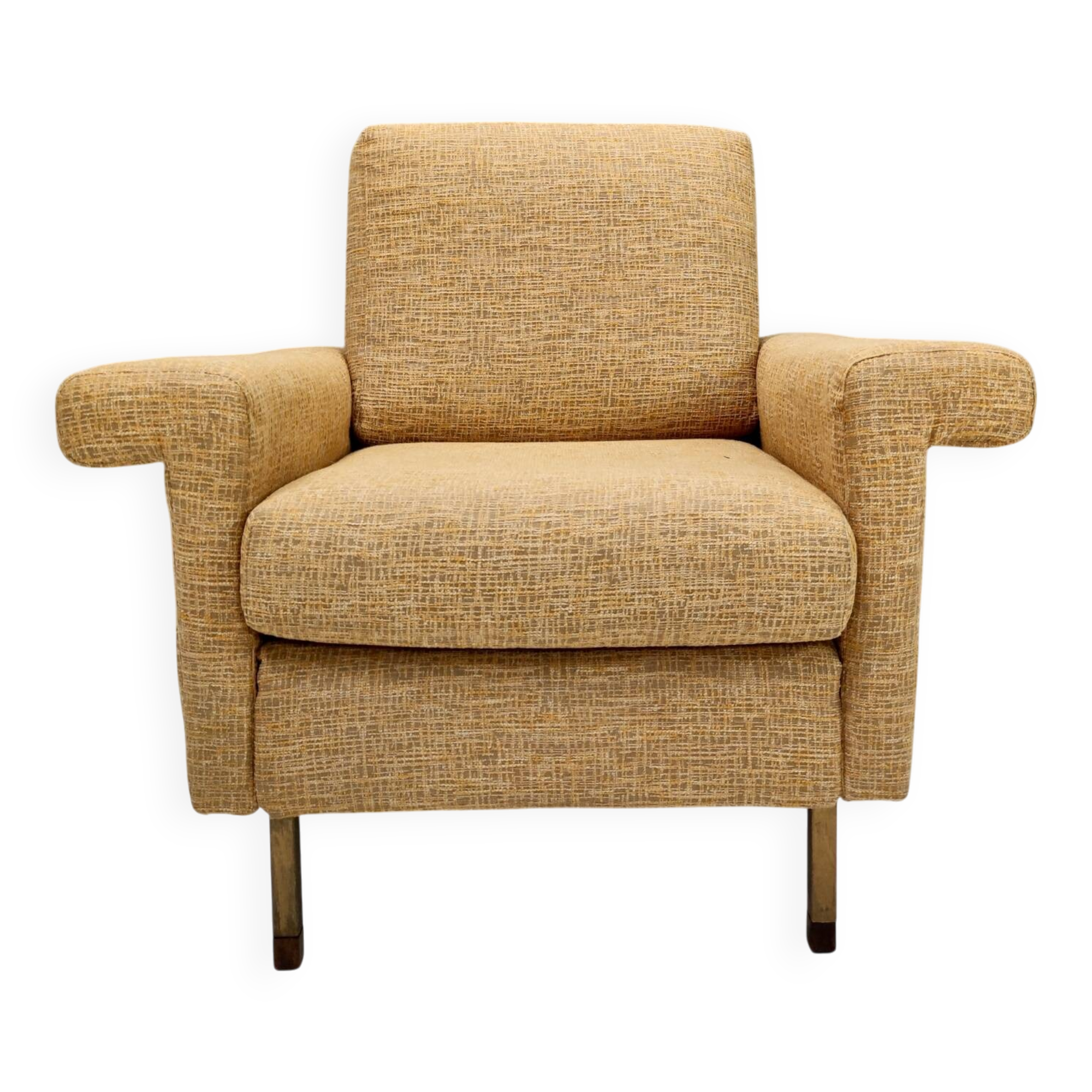 High-Quality Vintage Yellow Fabric Armchair, Italy