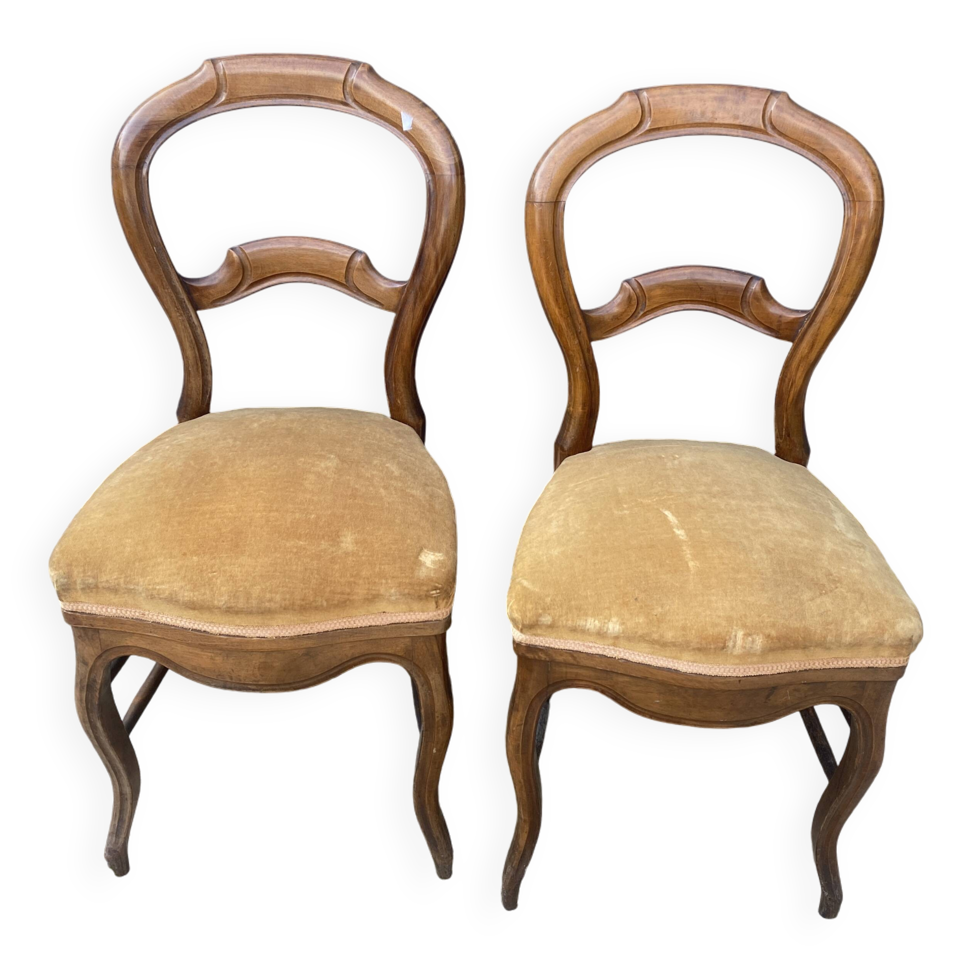 2 chaises velours jaunes
