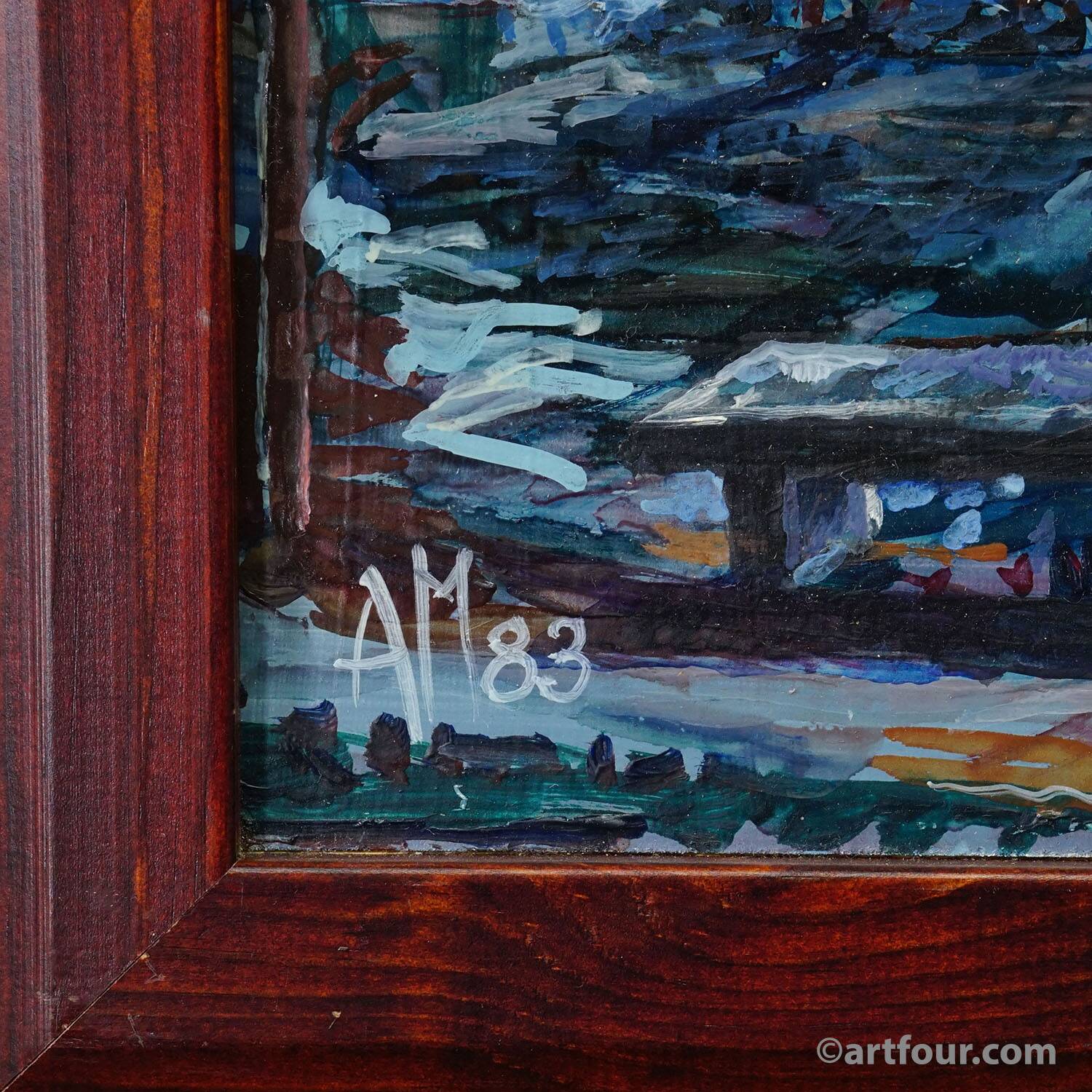 Oil painting in impressionist style, moonlit scene, 1983 – Alexander Michael