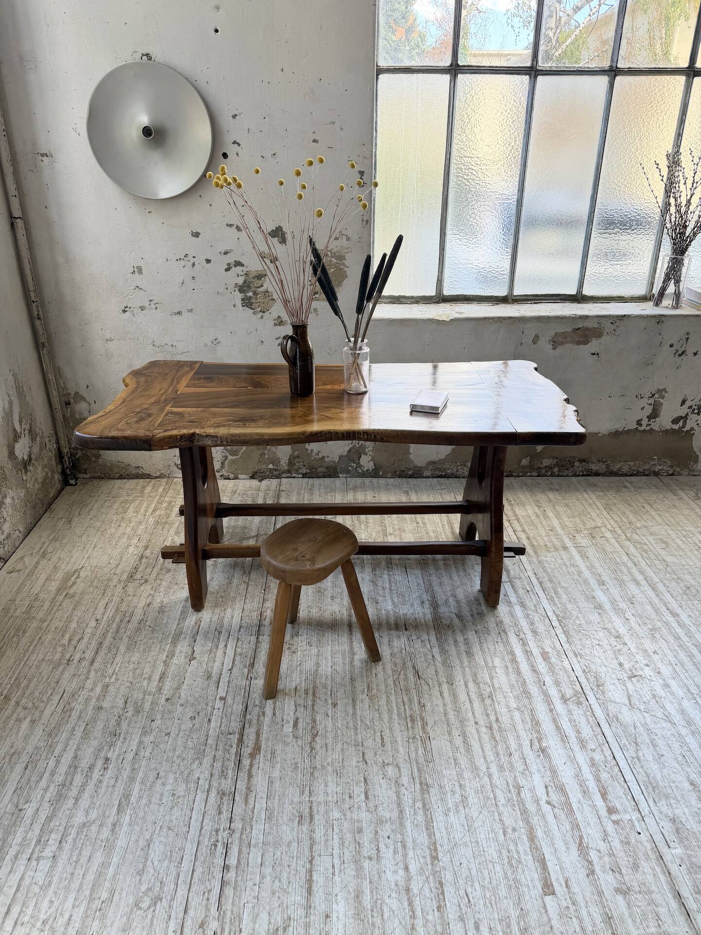 Dining table in solid olive wood Maison Skela 1960