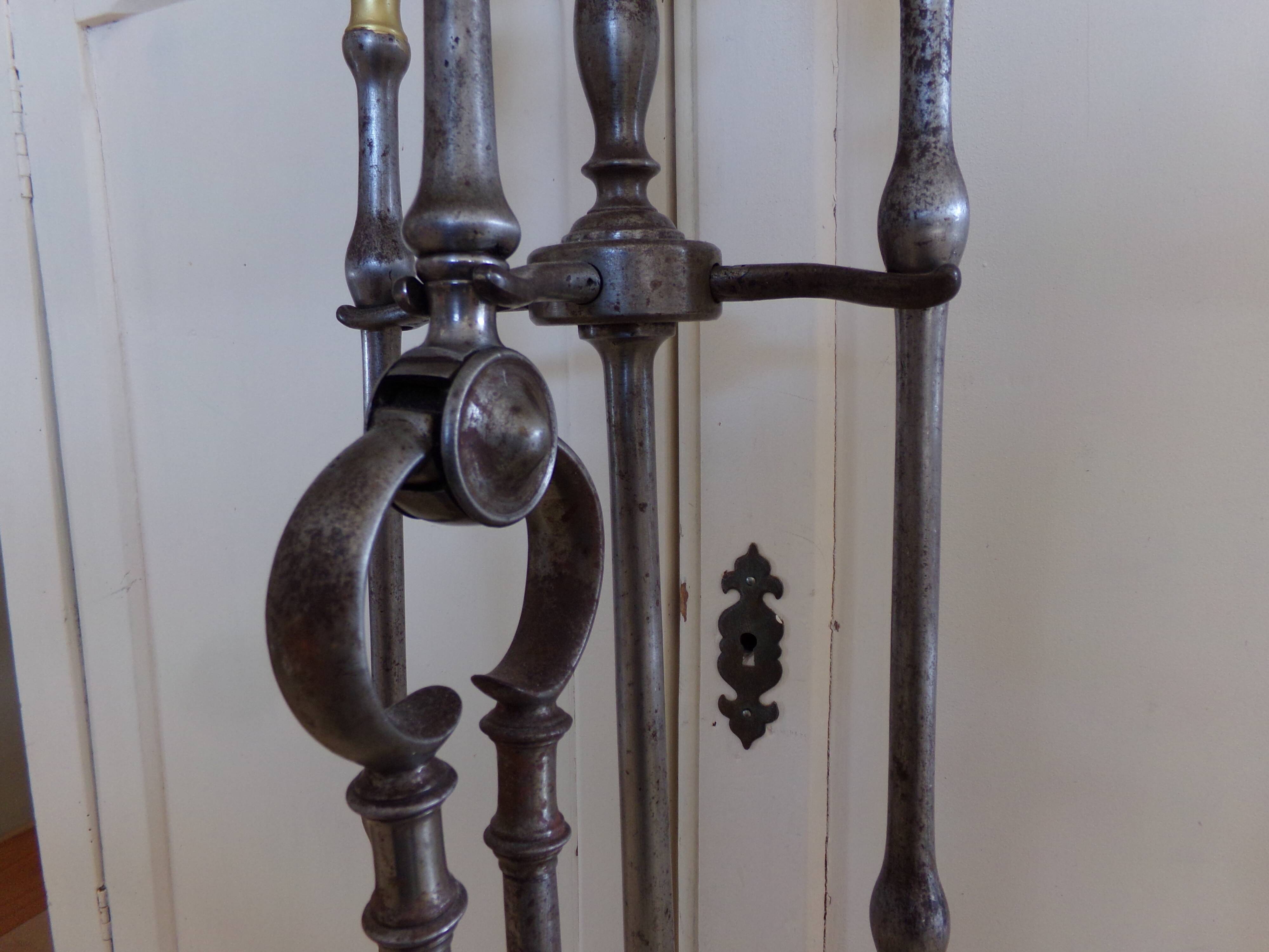 Cast iron chimney servant and brass