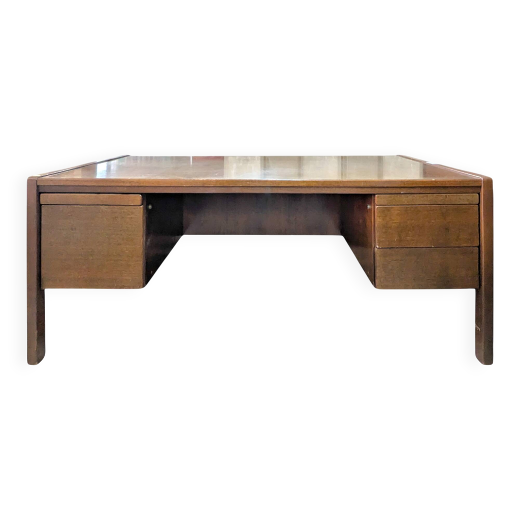 Bureau de direction scandinave en noyer massif | Selency