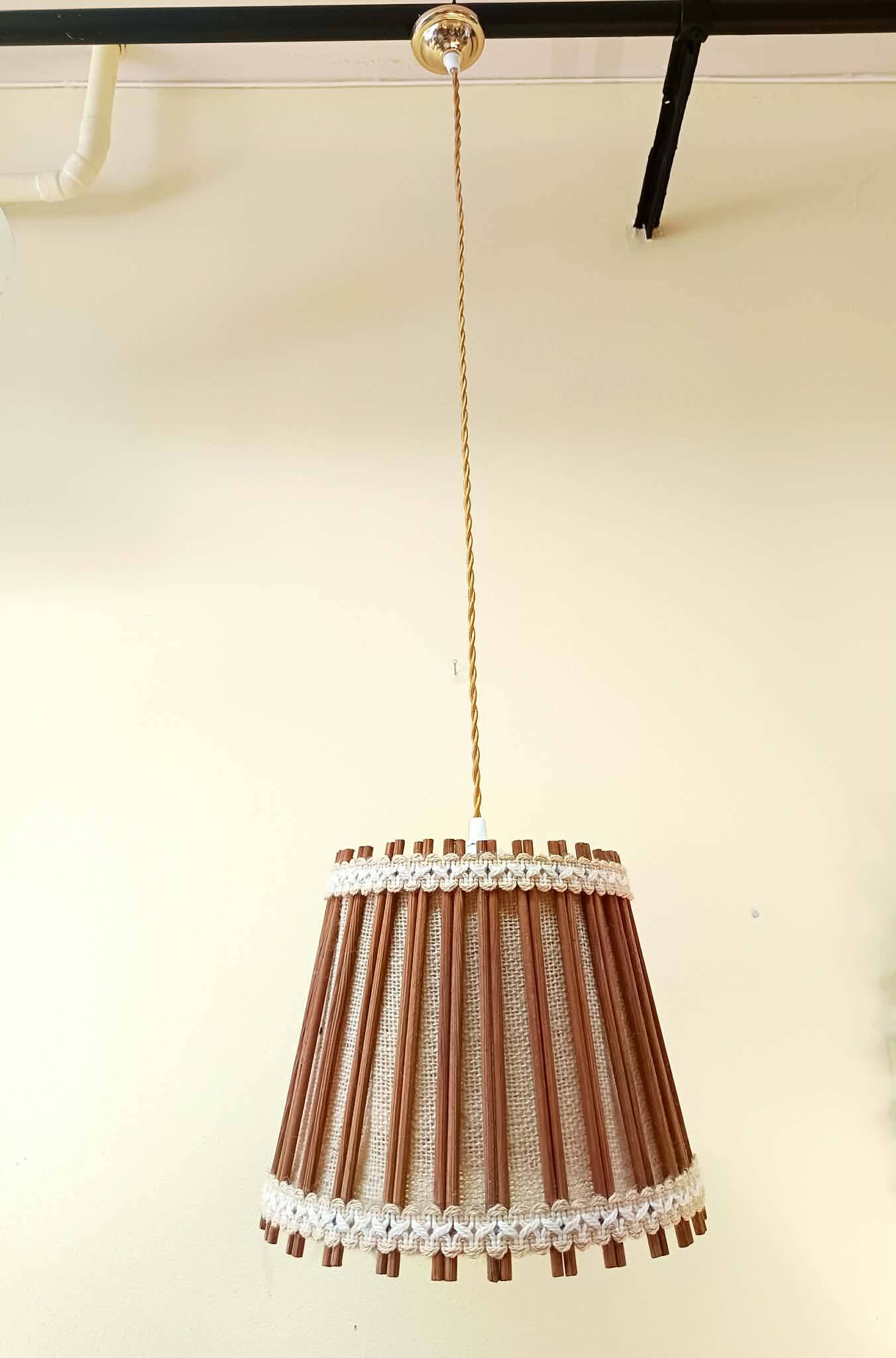 Scandinavian rattan and jute fabric suspension 1970