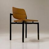 Martin Stoll - Set of four beech and black metal chairs - c. 1975