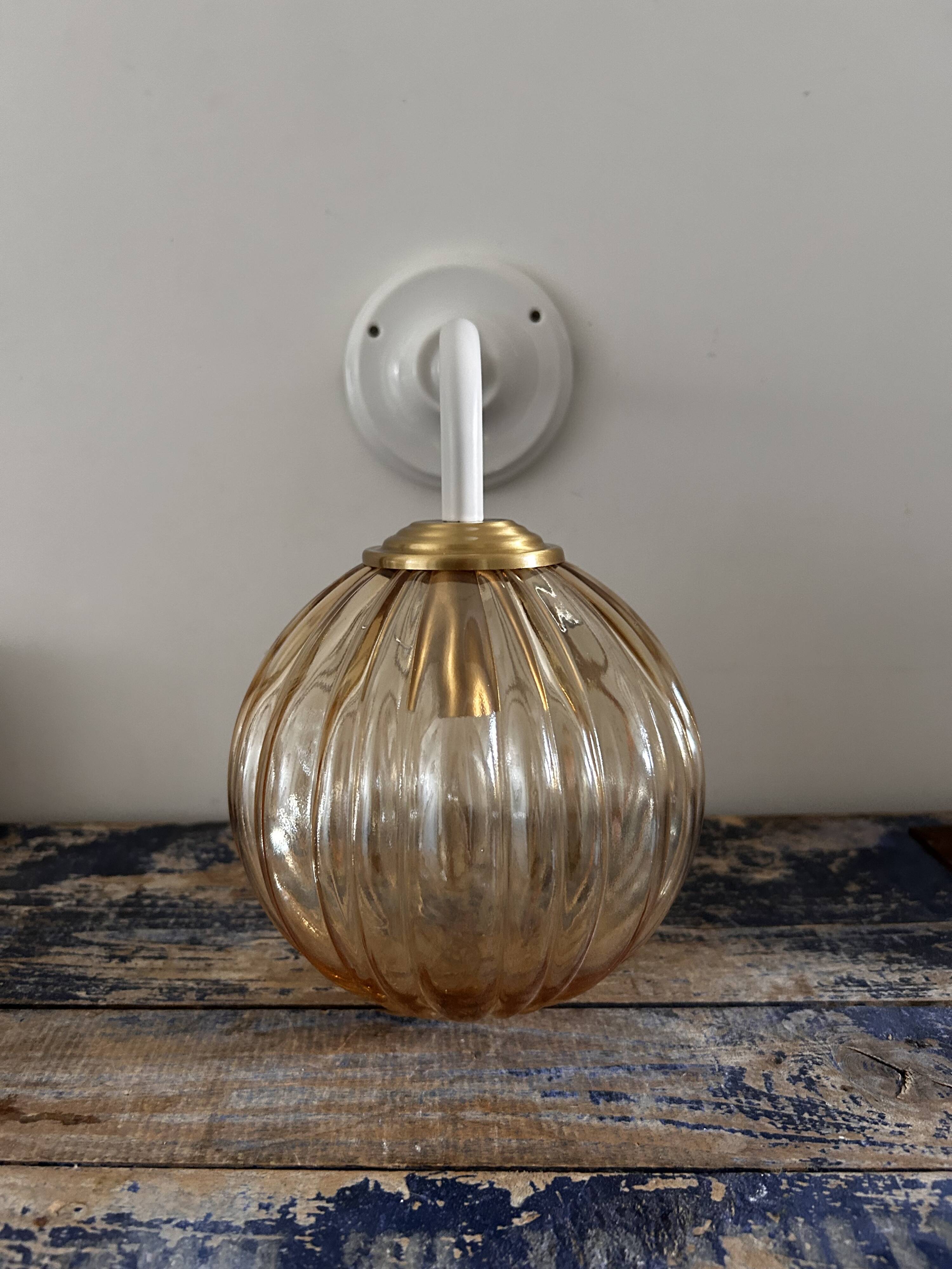 Glass globe wall light