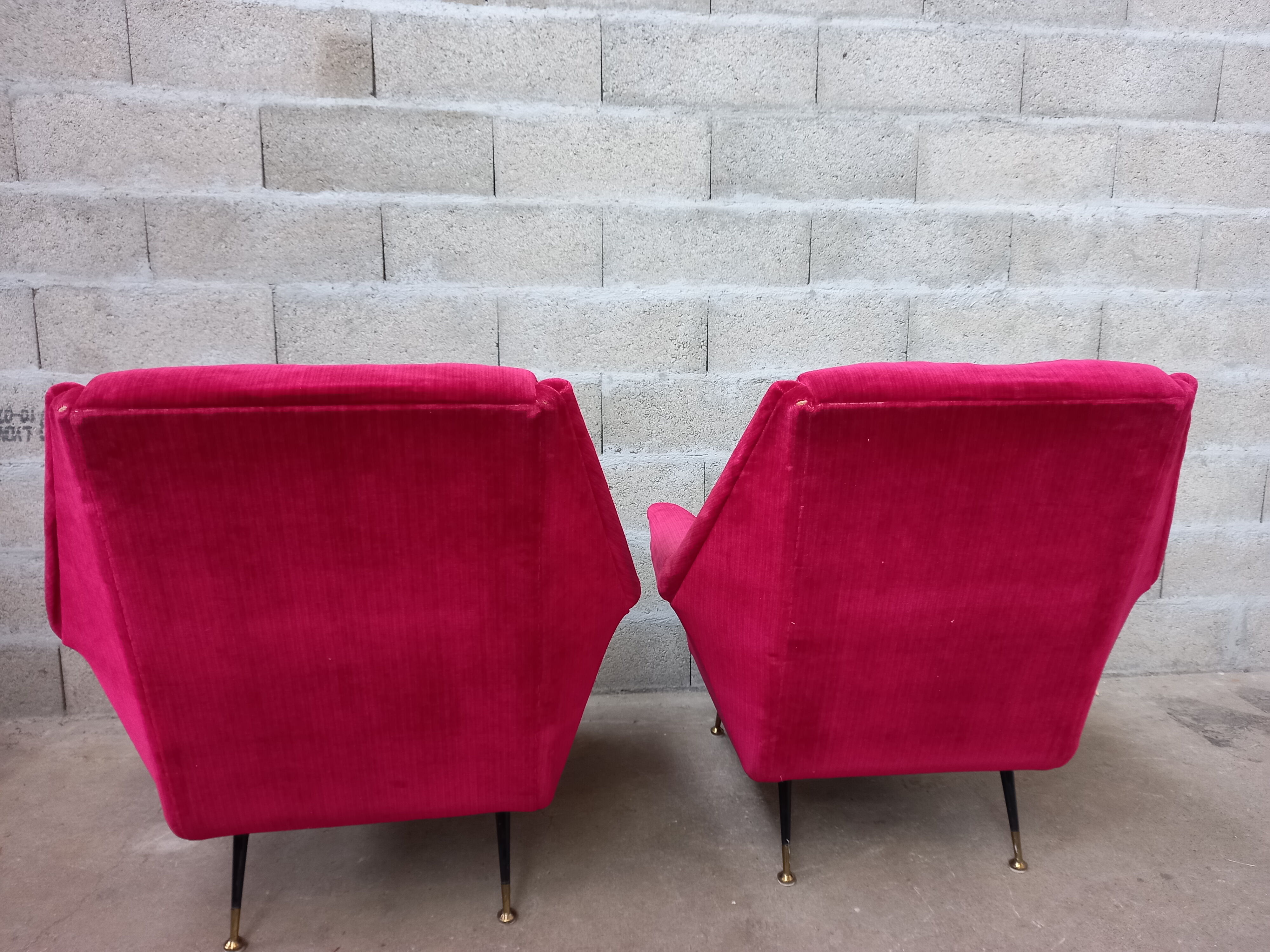 Pair of italian armchairs and ottoman