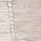 White Aussa plaid with fringe and shells