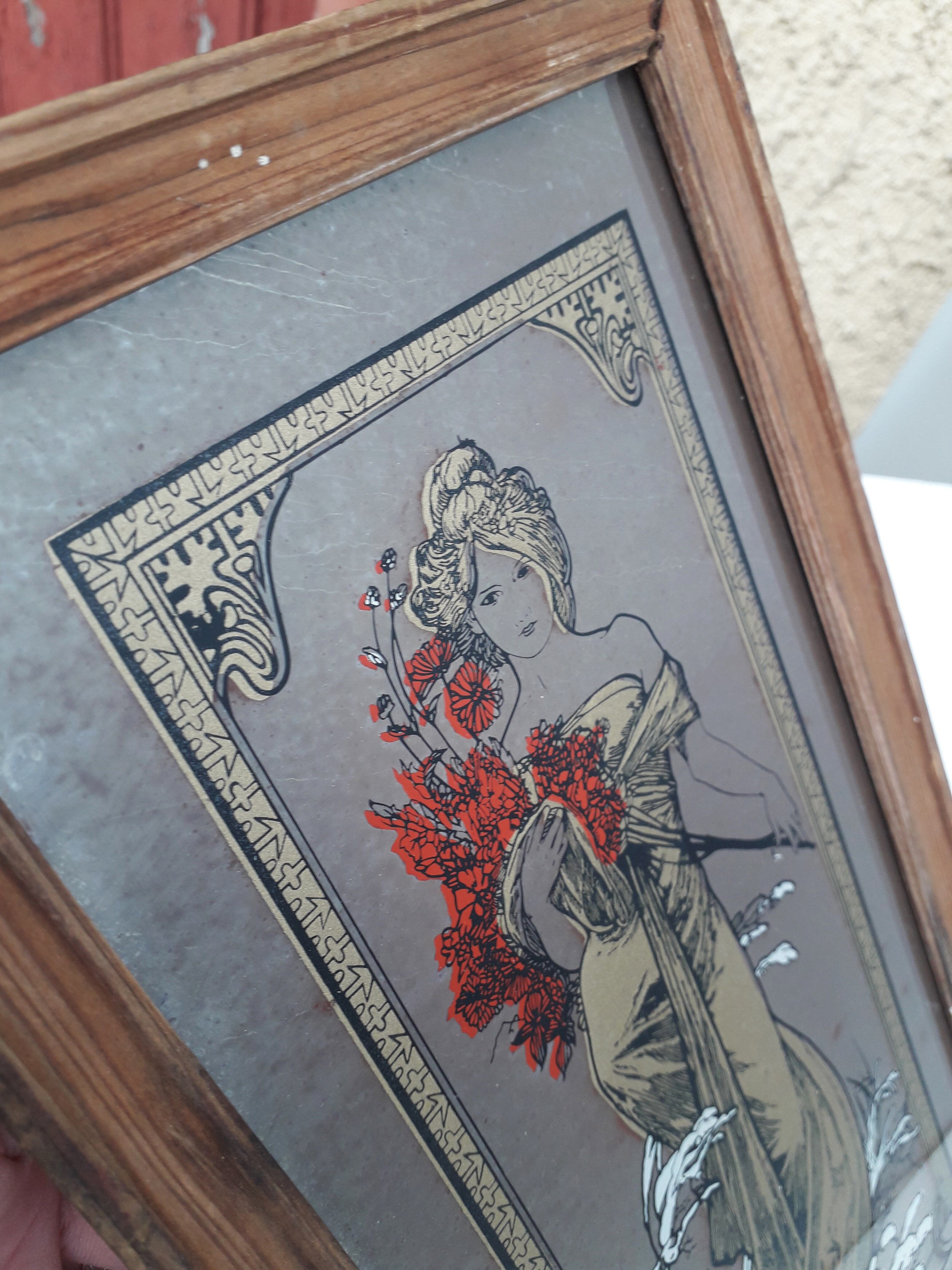 Alphonse Mucha painting mirror illustrated 1960