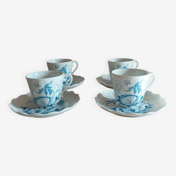 Tasses série de quatre porcelaine de Limoges Giraud