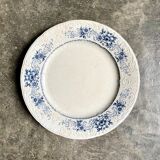 Sarreguemines round dish in white and blue iron earth, “Aïda” service