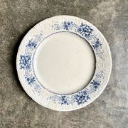 Sarreguemines round dish in white and blue iron earth, “Aïda” service