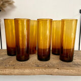 6 amber Long Drink glasses