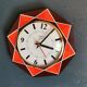 Vintage formica clock silent octagonal wall pendulum "Star chocolate orange"