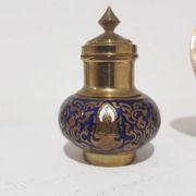 Spice set, navy blue and gold, enamelled brass, Thailand, 1960s