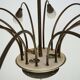 Large Italian Mid-Century Sputnik Brass Chandelier with Satin Glass, 1950s