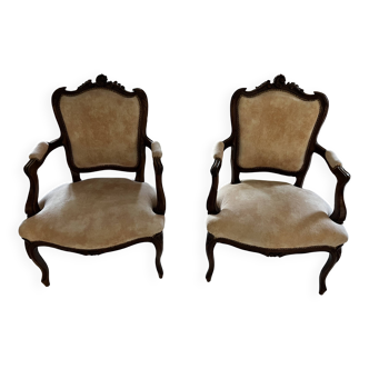 Pair of early 20th century rocaille armchairs