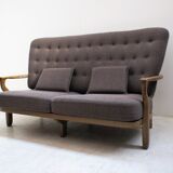 Solid oak sofa Guillerme and Chambron