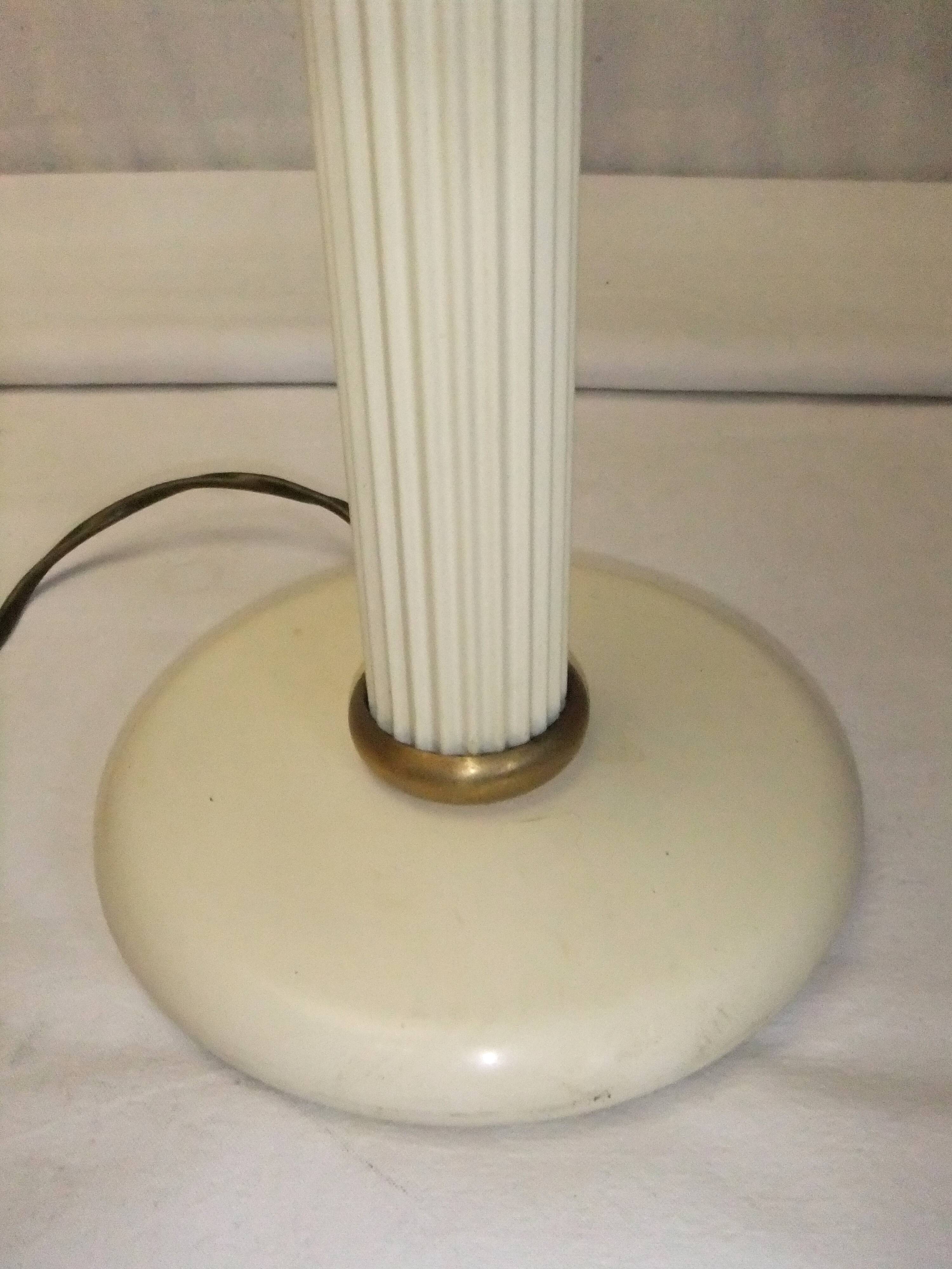 Large vintage column lamp from the 50s, molded glass floor lamp