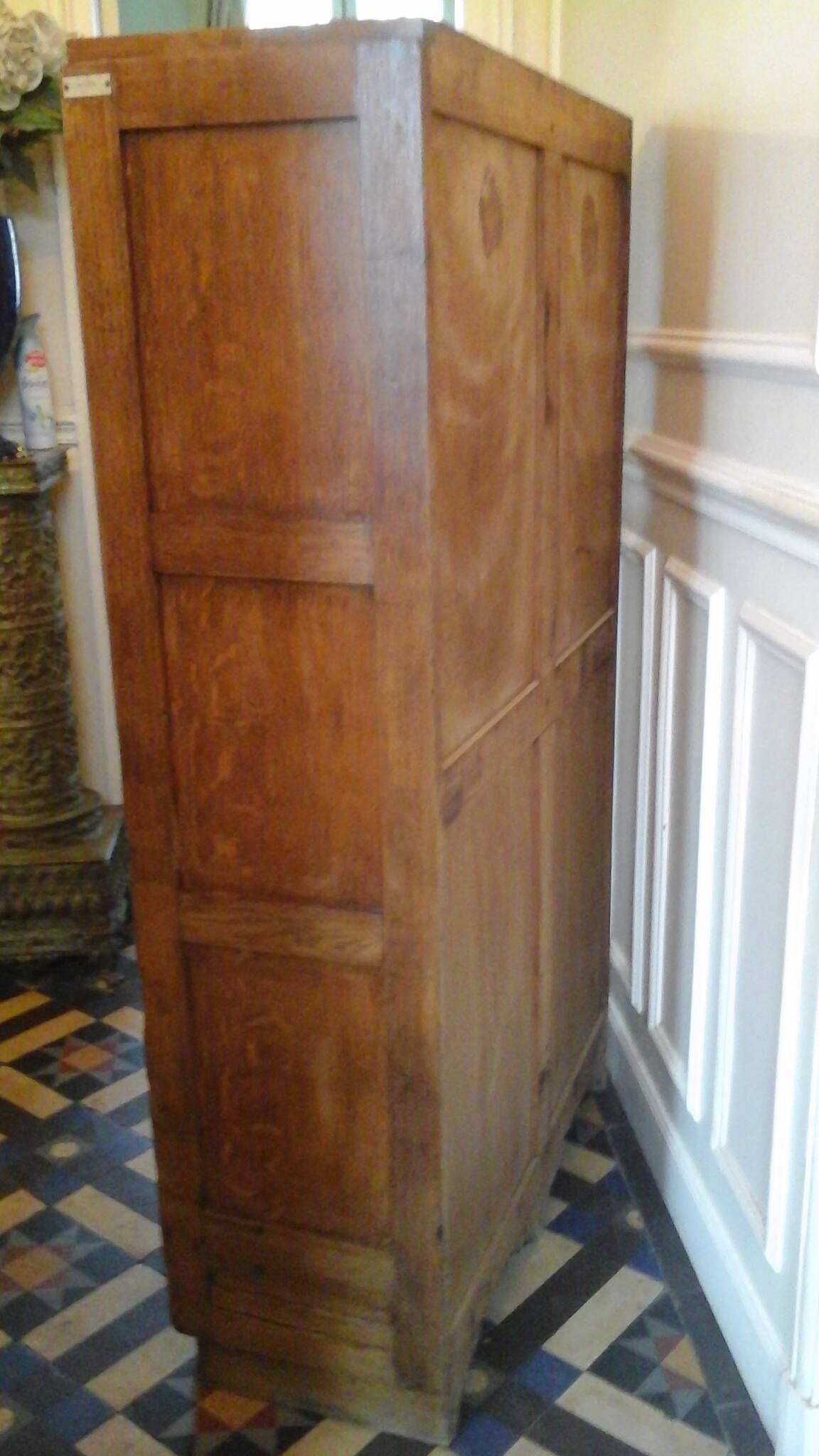 Double oak curtained filing cabinet