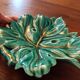 Vintage Digoin Barbotine Grape Leaf Trinket Dish
