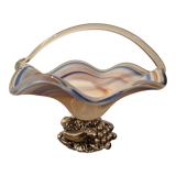 Fruit cup in Murano blown glass silver foot