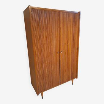 Vintage bamboo and rattan cabinet, mid century dlg Audoux Minet