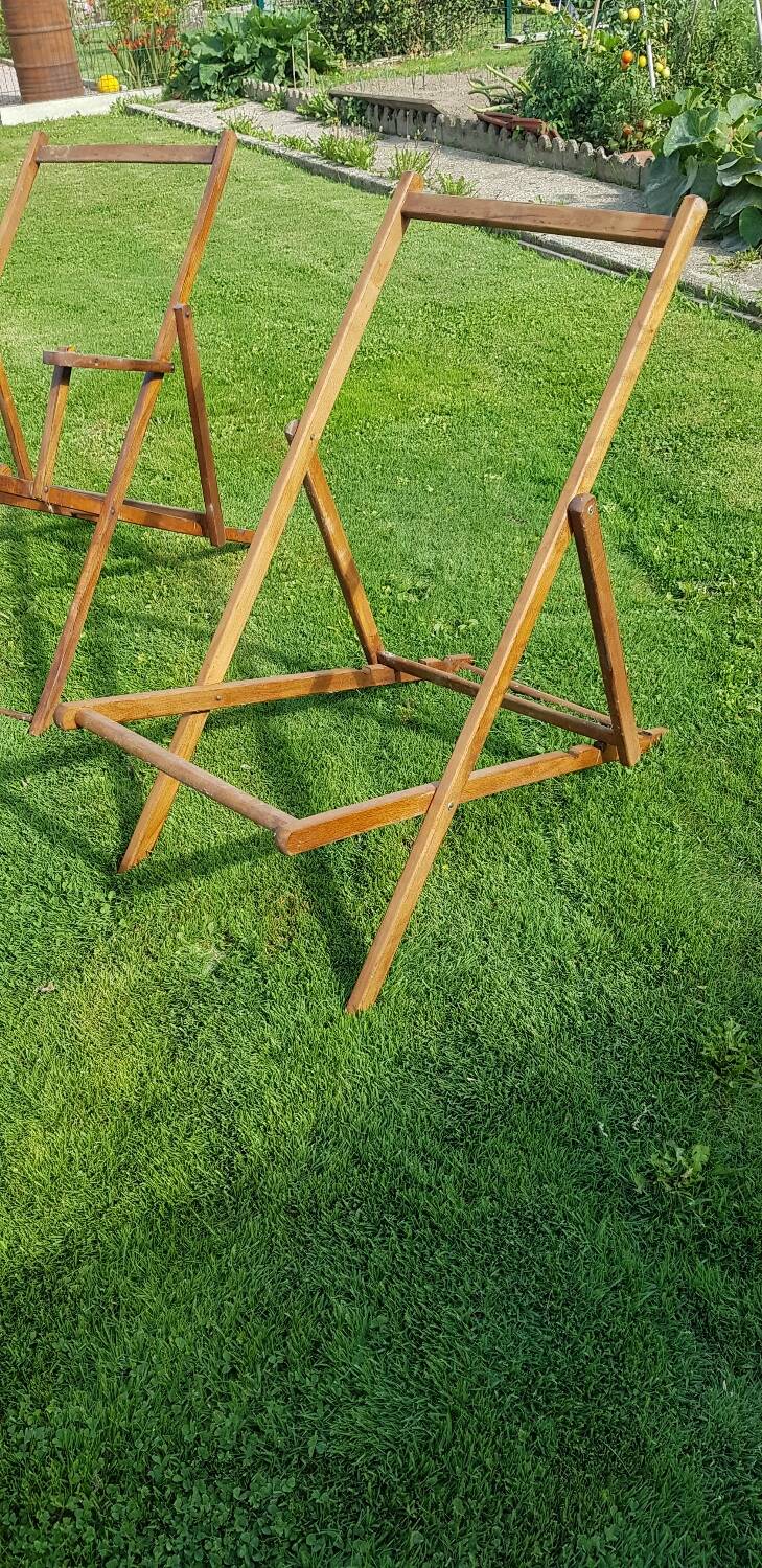 Set of 2 Chilean structures - wooden deckchair