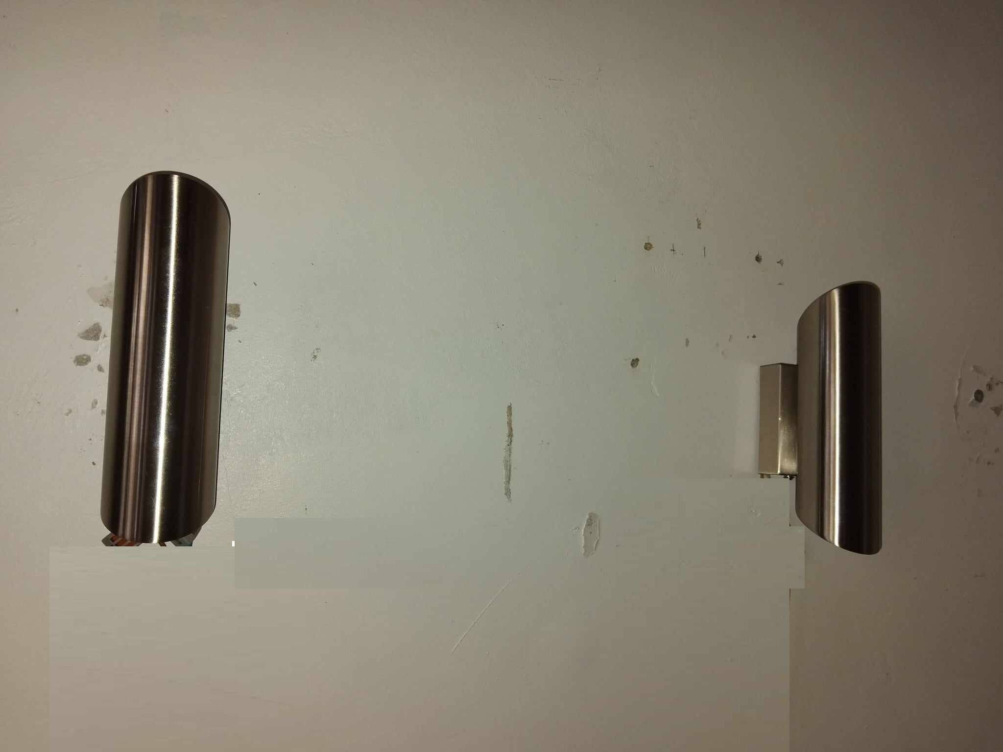 Pair of stainless steel tube wall lights from the 70s/80s