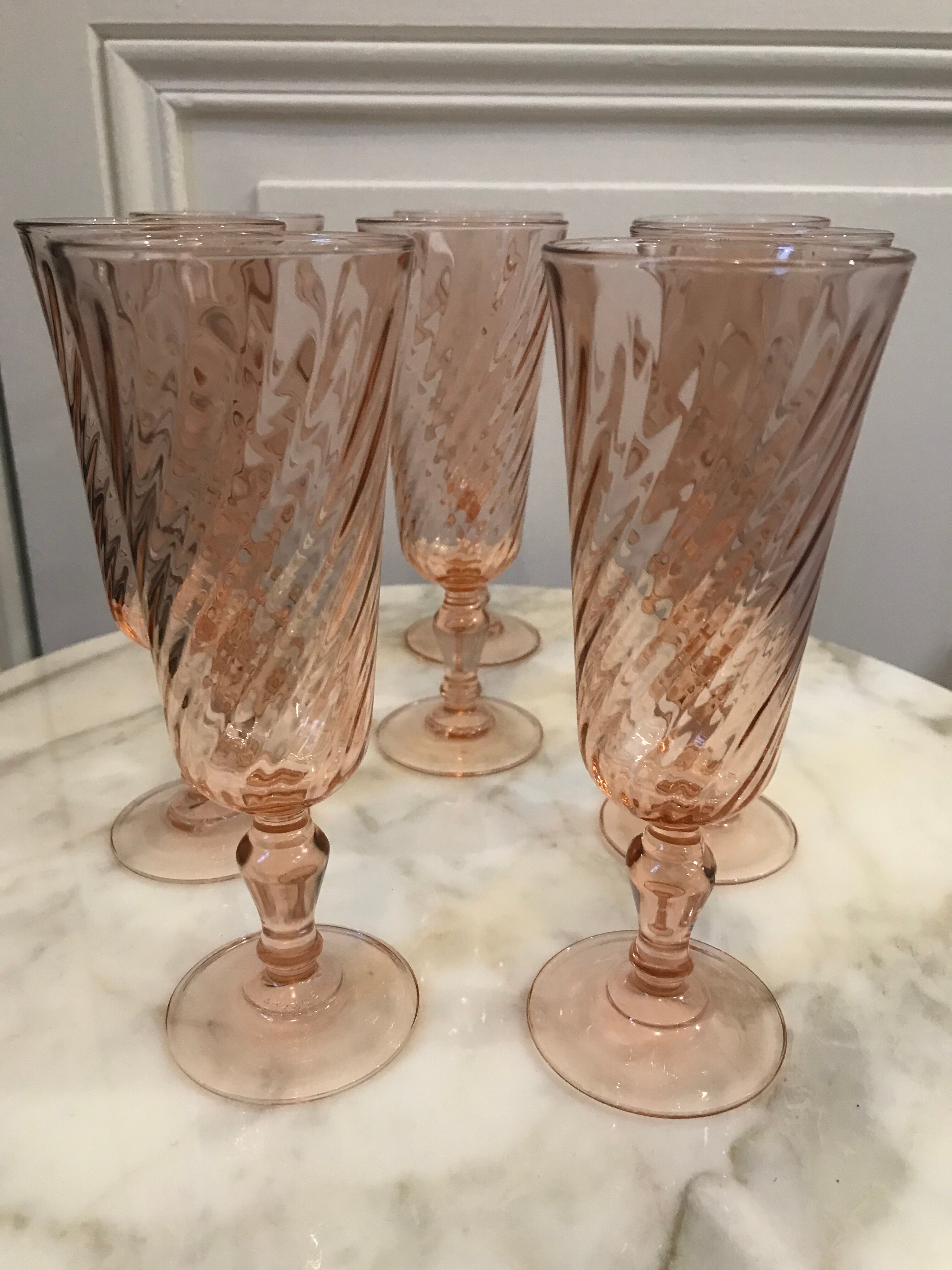 Series of 8 champagne flutes "Rosaline"