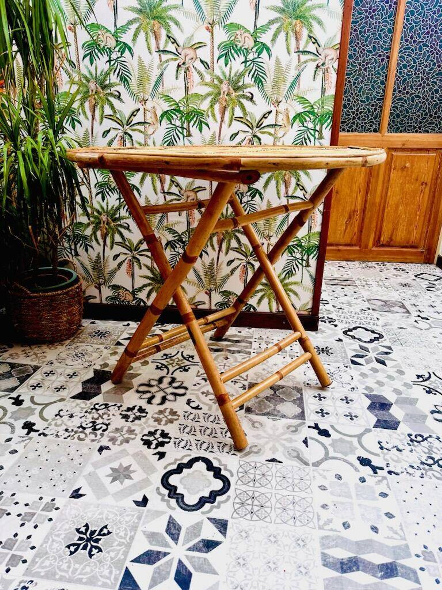 Vintage bamboo rattan table