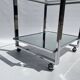 Romeo Rega Chrome 1970s Square Drinks Bar Cart Trolley Table Glass Mirror