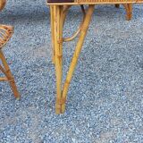 Vintage dining room attributed to Audoux and Minet in bamboo and rattan