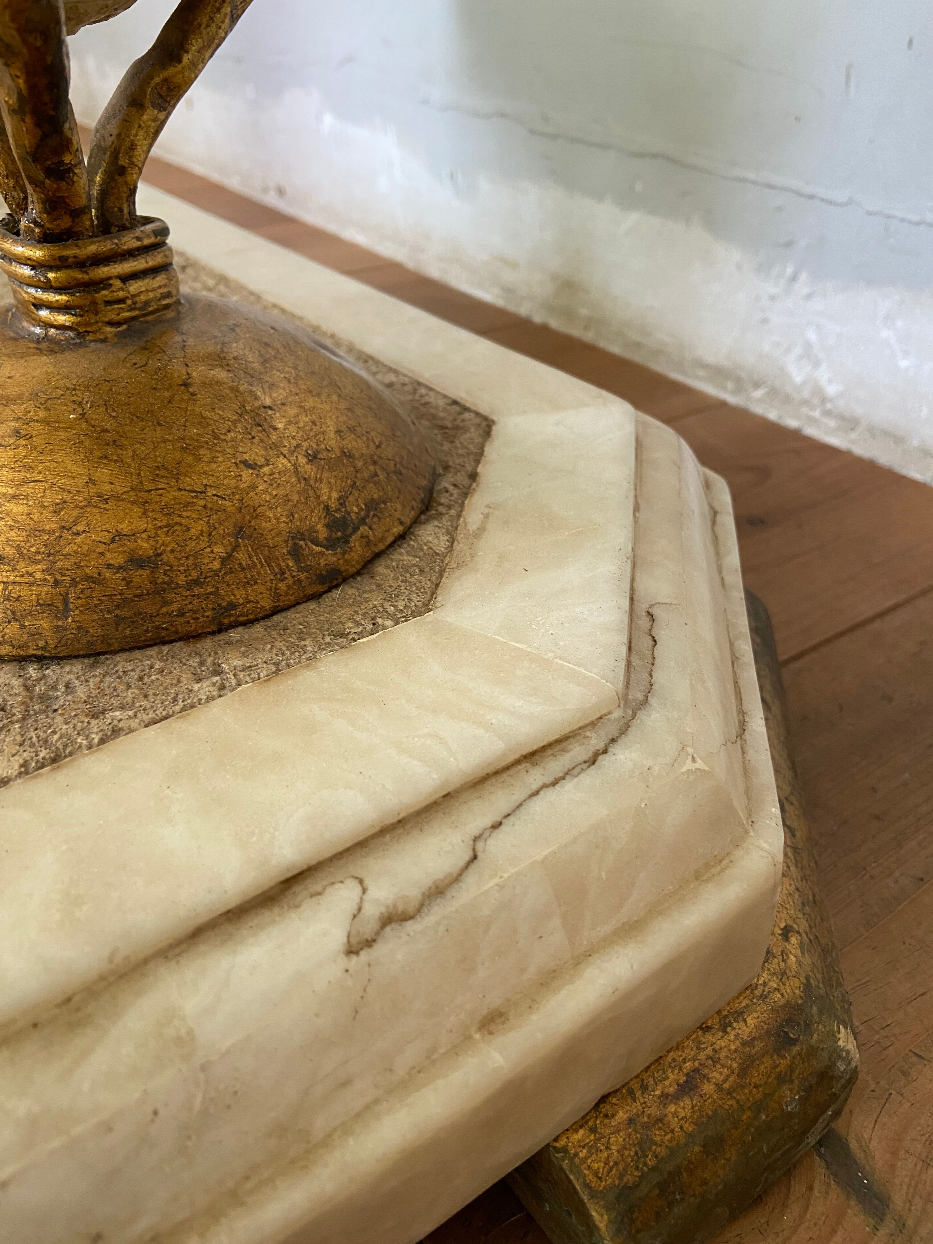 Design coffee table 70-80s in glass and alabaster