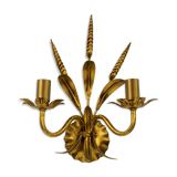 Golden vintage wall lamp, ear of wheat.