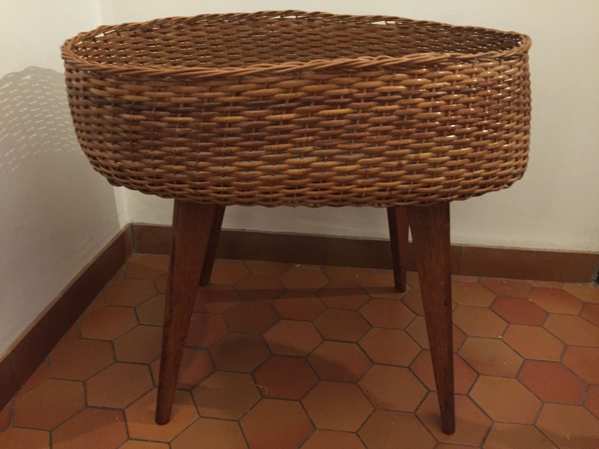 Vintage rattan plant stand