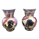 set of 2 small vintage ceramic vases from Monaco with fish decoration