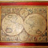 Vintage planisphere frame reproduction 17th century
