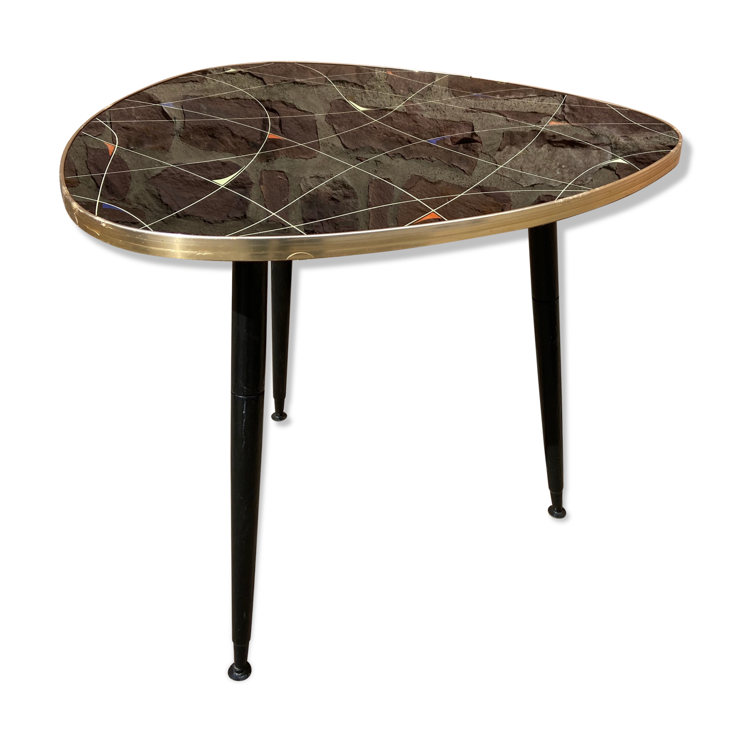 1960 French cocktail coffee table vintage design 1960 Scandinavian tripod