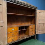Antique painted pine desk or secretaire with wall unit from Germany late 1800s.