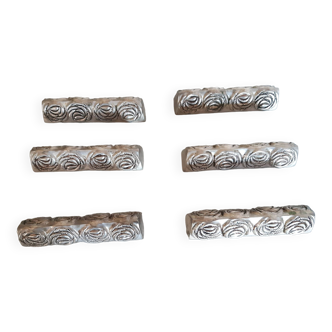 SILEA knife holders silver metal design set of 6