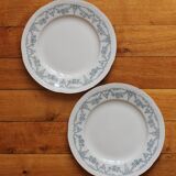2 assiettes à dessert en terre de fer "Louis XVI" U&C Sarreguemines