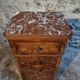 French antique bedside table in oak with walnut burl veneer, circa 1900.