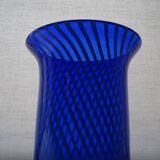 Murano spiral cobalt blue blown glass vase