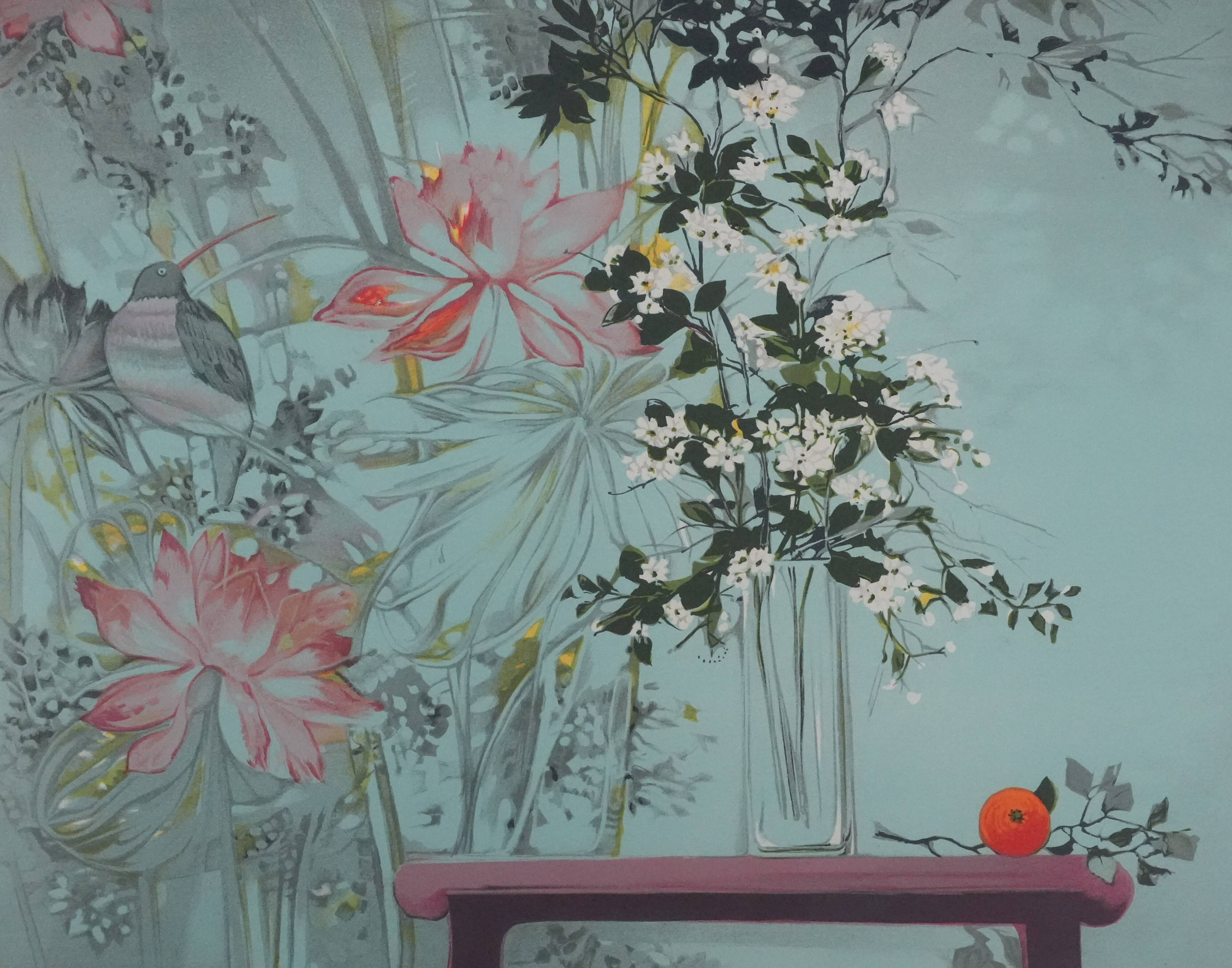Michel henry: the flowers in the wind, signed original lithograph.