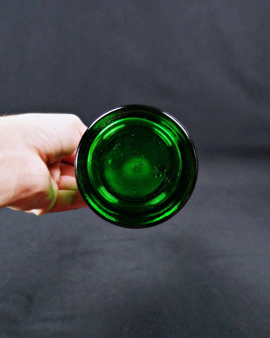 Vintage 70s green Empoli glass genie carafe bottle