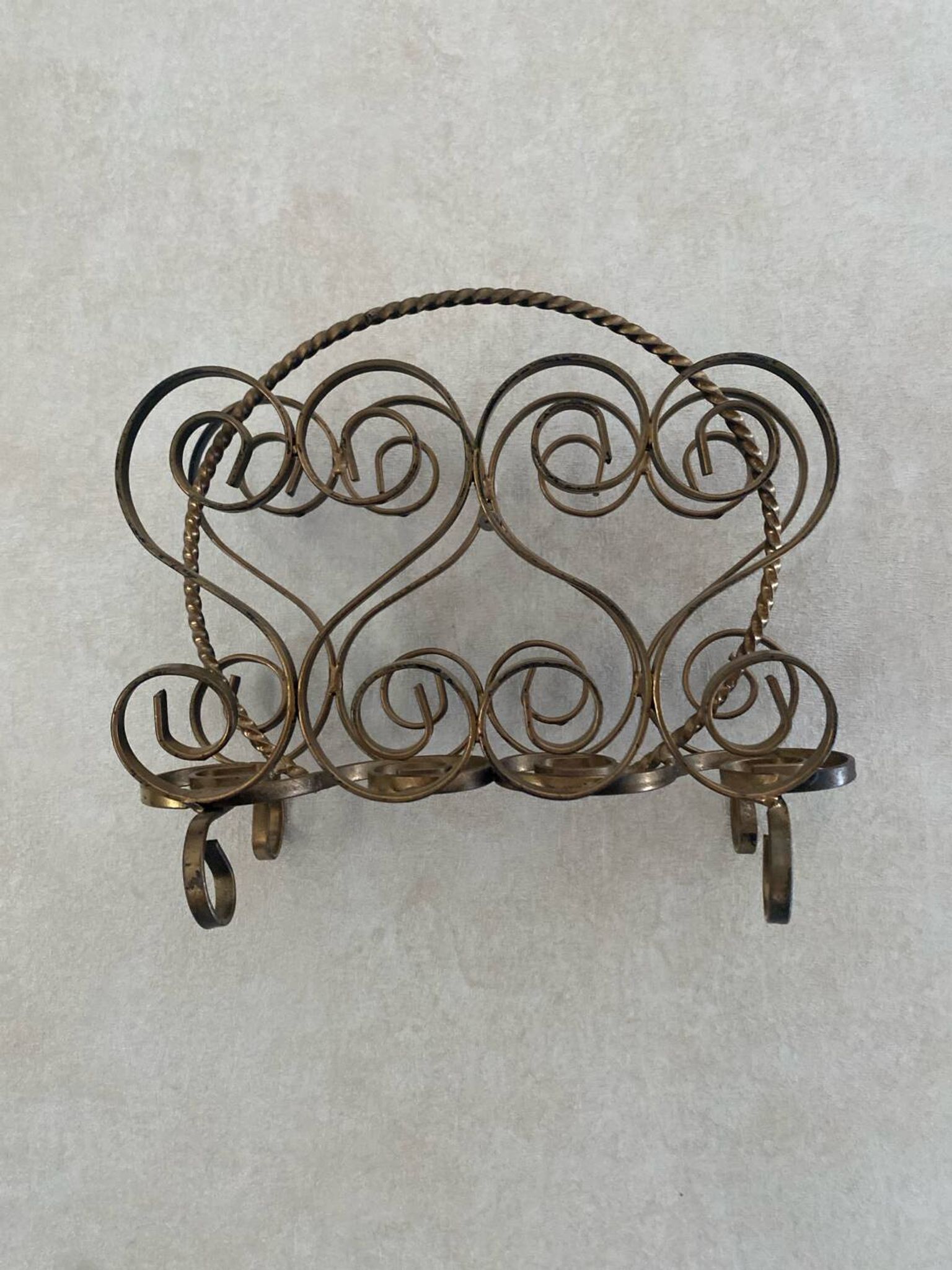 60s magazine rack in gold metal